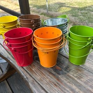 Colorful Mini Metal Buckets Set